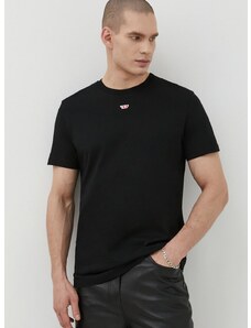Pamučna majica Diesel za muškarce, boja: crna, s aplikacijom