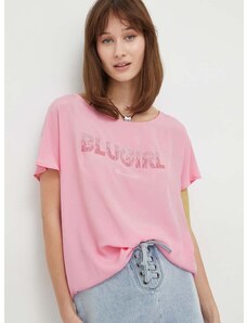 Bluza s dodatkom svile Blugirl Blumarine boja: ružičasta, s aplikacijom