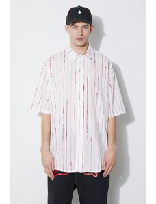 Pamučna košulja Marcelo Burlon County Pinstripes Over Shirt za muškarce, boja: bijela, relaxed, s klasičnim ovratnikom, CMGG004S24FAB0010128