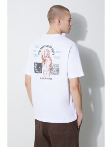 Pamučna majica Daily Paper Identity SS za muškarce, boja: bijela, s tiskom, 2411063