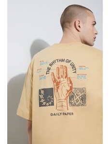 Pamučna majica Daily Paper Identity SS za muškarce, boja: bež, s tiskom, 2411064