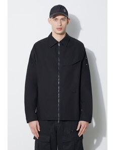 Pamučna jakna A-COLD-WALL* Zip Overshirt boja: crna, za prijelazno razdoblje, oversize, ACWMSH138A