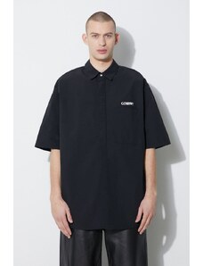 Košulja Marcelo Burlon Logo Nylon Over Shirt za muškarce, boja: crna, relaxed, s klasičnim ovratnikom, CMGG005S24FAB0011001