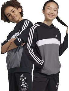 Dječja dukserica adidas boja: crna, s kapuljačom, s uzorkom