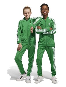 Dječji donji dio trenirke adidas Originals boja: zelena, s aplikacijom