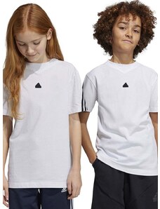 Dječja pamučna majica kratkih rukava adidas U FI 3S boja: bijela, s aplikacijom