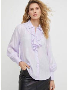 Košulja Bruuns Bazaar za žene, boja: ljubičasta, regular, s klasičnim ovratnikom