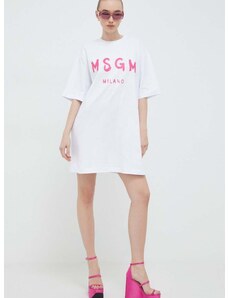 Pamučna haljina MSGM boja: bijela, mini, ravna