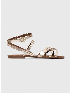 Kožne sandale See by Chloé Kaddy za žene, boja: zlatna, SB42031A