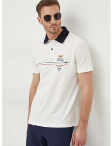 Pamučna polo majica Aeronautica Militare boja: bijela, s aplikacijom