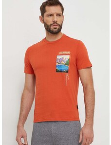 Pamučna majica Napapijri S-Canada za muškarce, boja: narančasta, s tiskom, NP0A4HQMA621