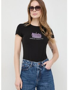 Majica kratkih rukava Armani Exchange za žene, boja: crna, 3DYT51 YJETZ