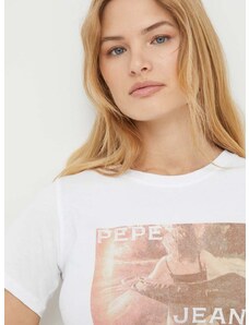 Pamučna majica Pepe Jeans HIGI za žene, boja: bijela