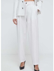 Hlače Versace Jeans Couture za žene, boja: bijela, široke, visoki struk