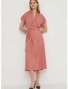 Haljina Lauren Ralph Lauren boja: ružičasta, midi, širi se prema dolje