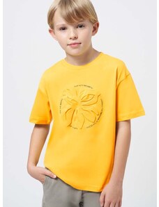 Dječja pamučna majica kratkih rukava Mayoral boja: žuta, s aplikacijom