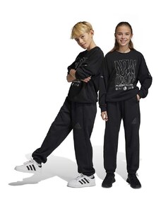 Dječji donji dio trenirke adidas U FI LOGO boja: crna, glatki materijal