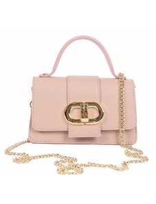 Luksuzna Talijanska torba od prave kože VERA ITALY "Pirenza", boja puderasto ružičasta, 10x17cm