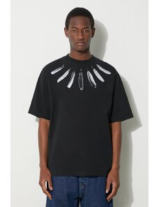 Pamučna majica Marcelo Burlon Collar Feathers Over za muškarce, boja: crna, s tiskom, CMAA054S24JER0061001