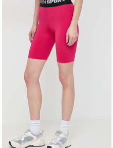 Kratke hlače PLEIN SPORT za žene, boja: ružičasta, s tiskom, visoki struk