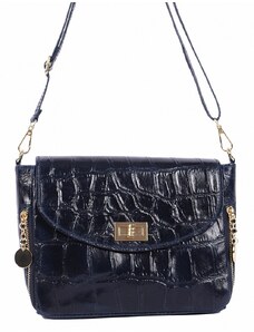Luksuzna Talijanska torba od prave kože VERA ITALY "Adrianelle", boja tamnoplava, 17x23cm