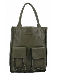 Luksuzna Talijanska torba od prave kože VERA ITALY "Osla", boja tamno zeleno, 39x30cm