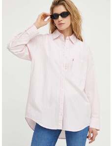 Pamučna košulja Levi's za žene, boja: ružičasta, relaxed, s klasičnim ovratnikom