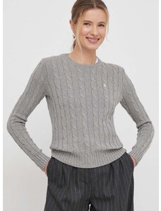 Pamučni pulover Polo Ralph Lauren boja: siva