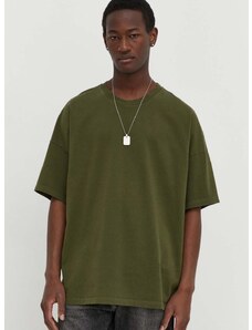 Pamučna majica American Vintage za muškarce, boja: zelena, bez uzorka