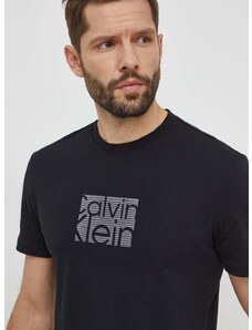 Pamučna majica Calvin Klein za muškarce, boja: crna, s aplikacijom