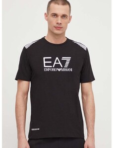 Majica kratkih rukava EA7 Emporio Armani za muškarce, boja: crna, s tiskom