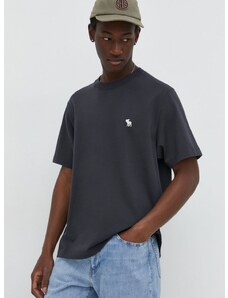 Pamučna majica Abercrombie & Fitch za muškarce, boja: crna, bez uzorka