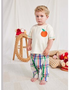 Pamučna majica kratkih rukava za bebe Bobo Choses boja: bež, s tiskom