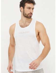 Majica kratkih rukava s dodatkom lana Calvin Klein boja: bijela