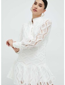 Haljina Bardot boja: bijela, mini, ravna