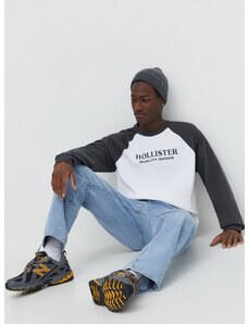 Pamučna majica dugih rukava Hollister Co. boja: siva, s uzorkom