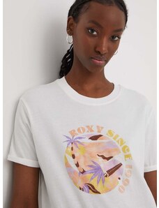Pamučna majica Roxy za žene, boja: bijela