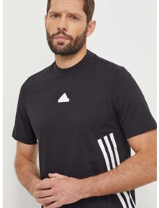Pamučna majica adidas za muškarce, boja: crna, s tiskom
