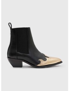 Kožne kaubojske čizme AllSaints Dellaware Boot za žene, boja: crna, s debelom potpeticom, WF733Z