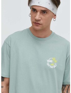 Pamučna majica Vans za muškarce, boja: zelena, bez uzorka