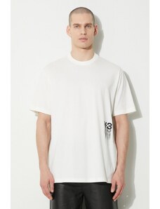 Pamučna majica Y-3 Graphic Short Sleeve za muškarce, boja: bež, s tiskom, IZ3123