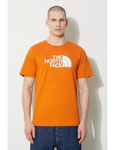Pamučna majica The North Face M S/S Easy Tee za muškarce, boja: narančasta, s tiskom, NF0A87N5PCO1