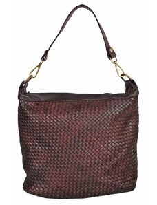 Luksuzna Talijanska torba od prave kože VERA ITALY "Raleda", boja tamnocrvena, 31x33cm