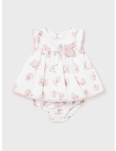 Pamučna haljina za bebe Mayoral Newborn boja: ružičasta, mini, širi se prema dolje
