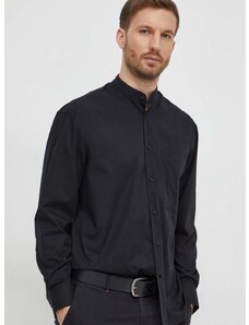 Košulja Calvin Klein za muškarce, boja: crna, relaxed, s ruskim ovratnikom