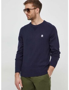 Pamučni pulover Tommy Hilfiger boja: tamno plava, lagani