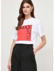 Pamučna majica MAX&Co. x CHUFY za žene, boja: bijela