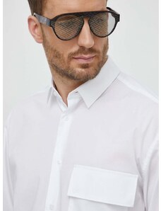 Košulja Calvin Klein za muškarce, boja: bijela, relaxed, s klasičnim ovratnikom