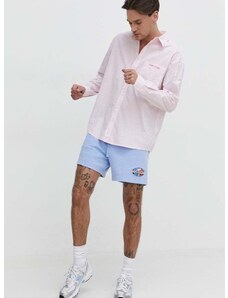 Pamučna košulja Tommy Jeans za muškarce, boja: ružičasta, relaxed, s klasičnim ovratnikom