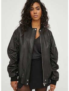 Kožna bomber jakna IRO za žene, boja: crna, za prijelazno razdoblje